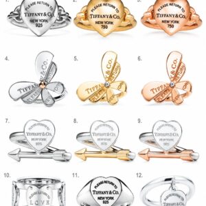 Anillos iconos amor Tiffany color dorado y plateado