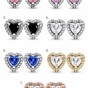 Aros corazon brillo pandora con destellos