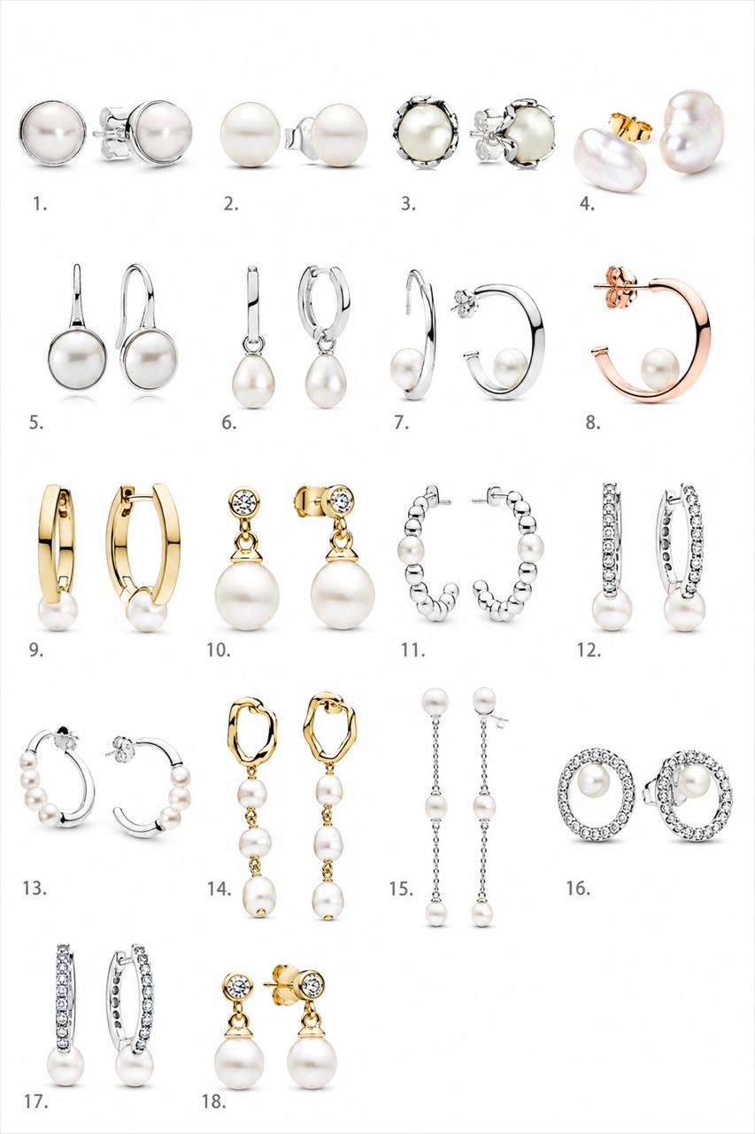 Aros perla blanca pandora elegantes