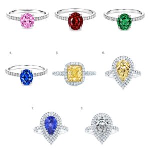 Anillos piedras de colores Tiffany color dorado