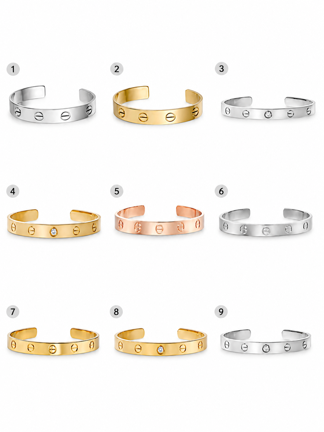 brazalete white love cartier con brillo pavé blanco