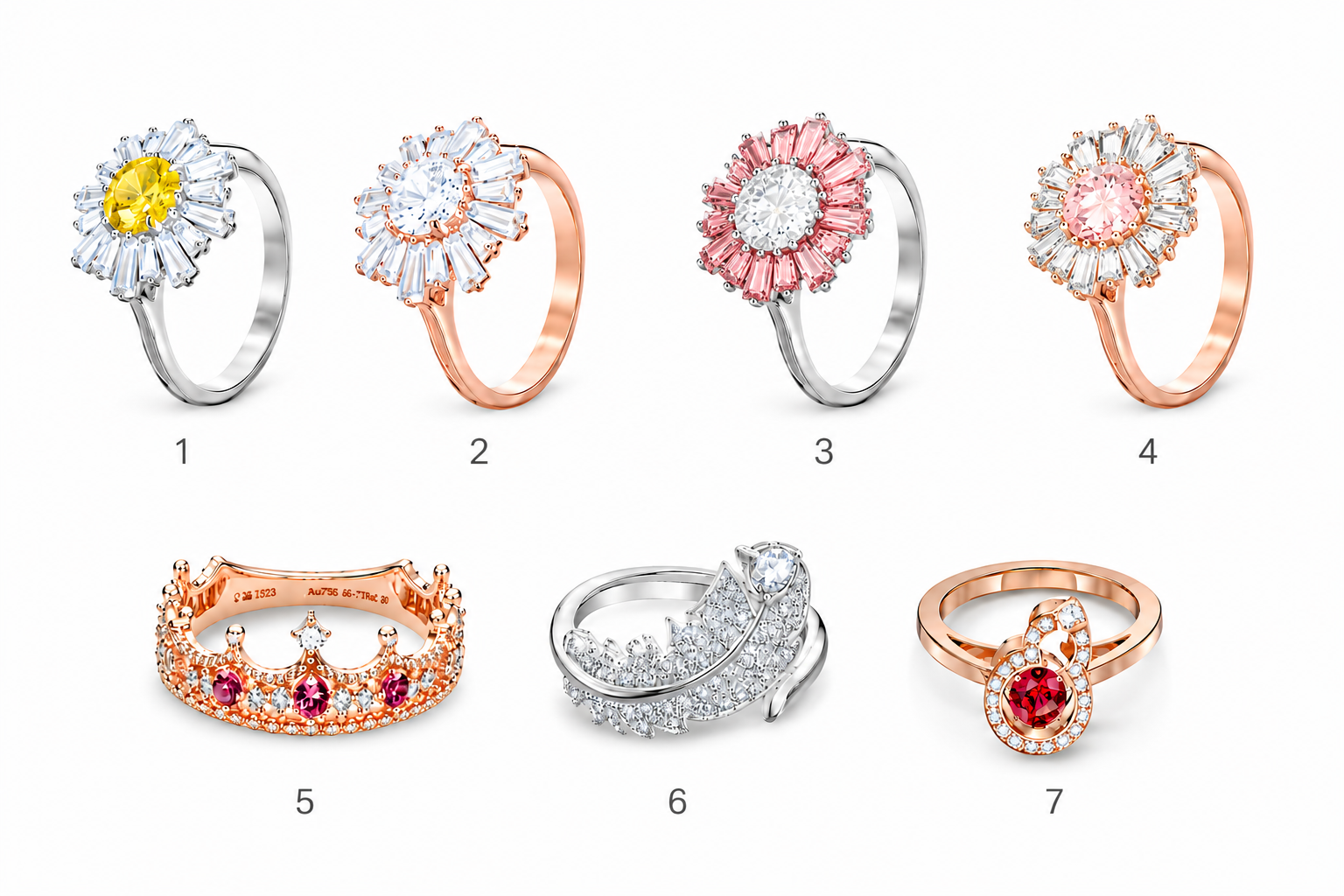 Anillos cristal Swarovski diseño floral