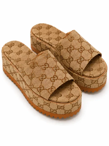 Sandalias plataforma slide gucci cuero
