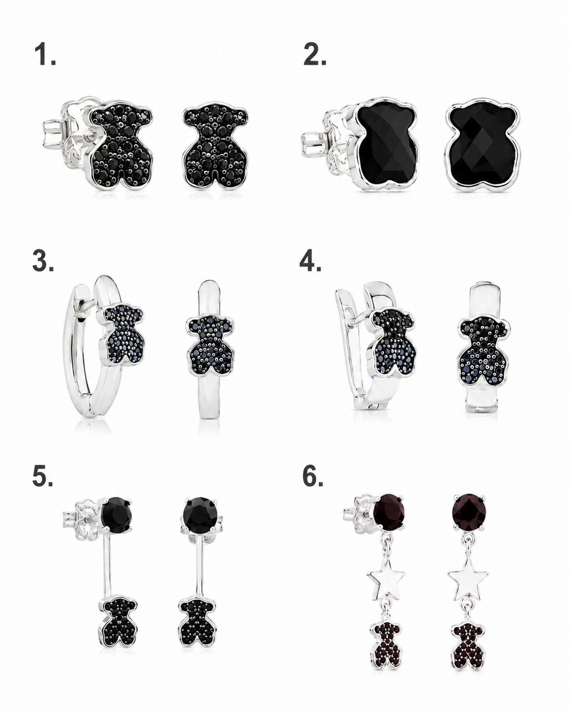 Aros Plateados con negro - Tous