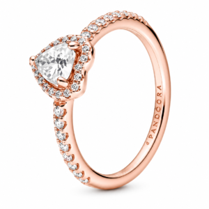 anillo corazon blanco pandora color plateado