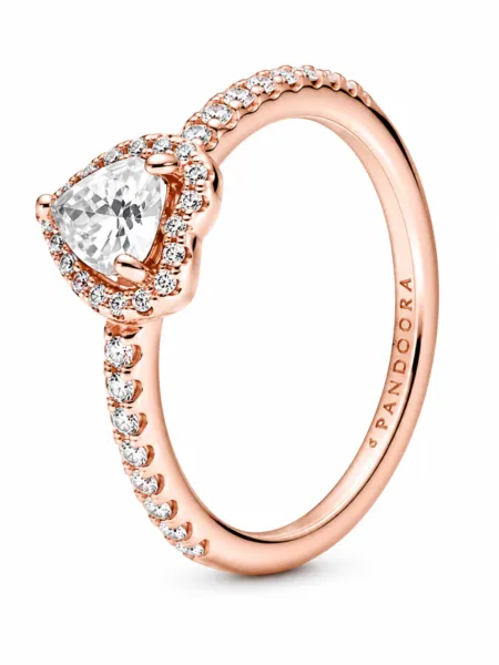 anillo corazon blanco pandora color plateado
