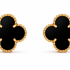 Aros alhambra trébol negro color dorado