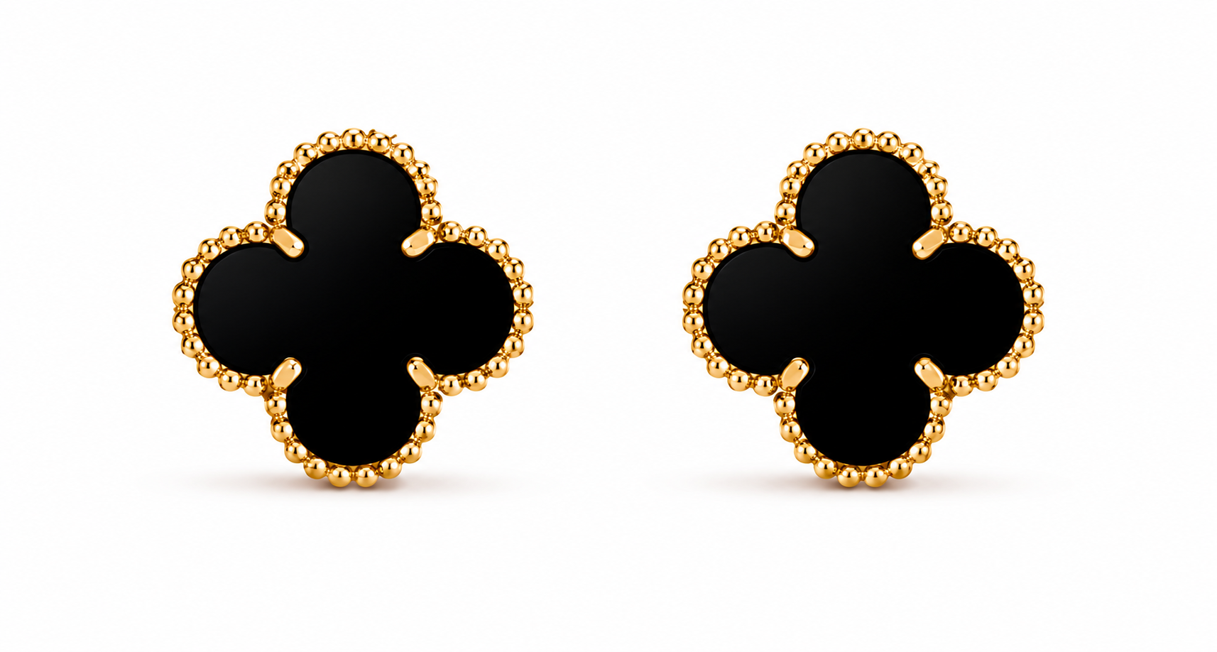 Aros alhambra trébol negro color dorado