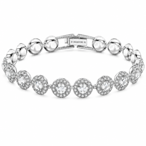 Brazalete tenis plateado Swarovski brillo uniforme