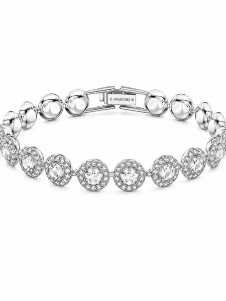 Brazalete tenis plateado Swarovski brillo uniforme