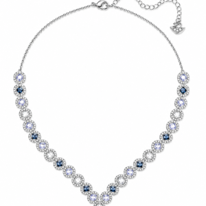 collar plateado circones azules y blancos Swarovski