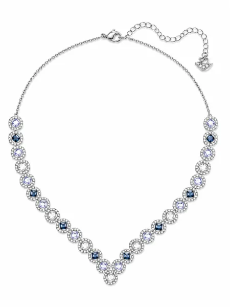 collar plateado circones azules y blancos Swarovski