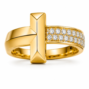 Anillo forma t tiffany color dorado