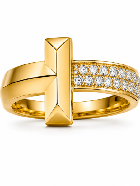 Anillo forma t tiffany color dorado