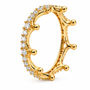 anillo corona dorado pandora diseño elegante