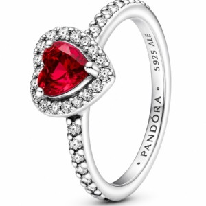 anillo corazon rojo pandora diseño elevado