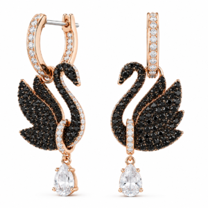 Aros cisne negro Swarovski diseño elegante