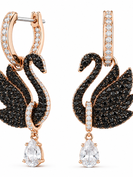Aros cisne negro Swarovski diseño elegante