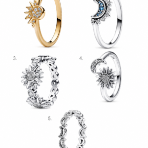 Anillo sol y luna Pandora color plateado