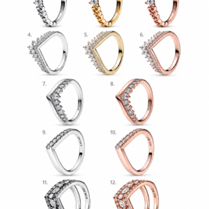 Anillo wishbone pandora tono plateado con pavé brillante
