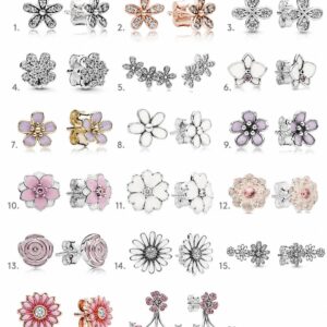 Aros flores pandora diseño floral brillante