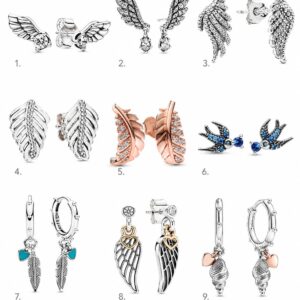 Aros alas angel pandora con plumas brillantes