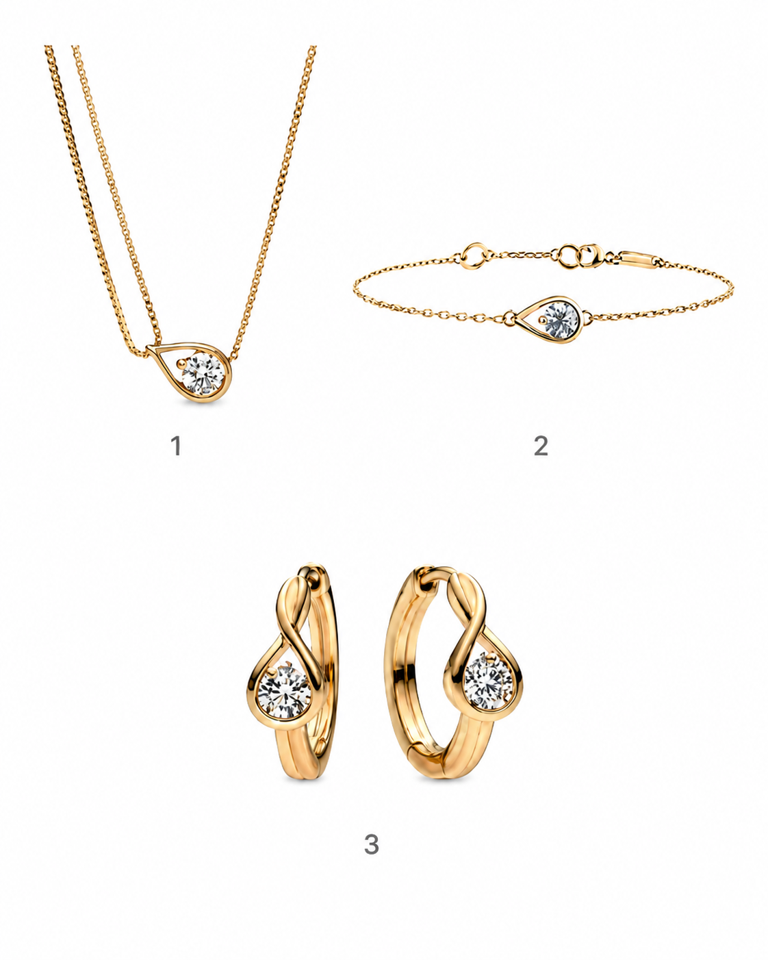Conjunto infinito Pandora collar brazalete y aros
