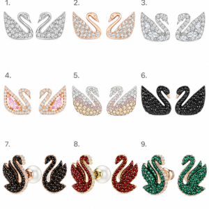 aros botón cisne Swarovski