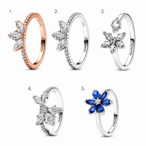 anillos variados Pandora color dorado