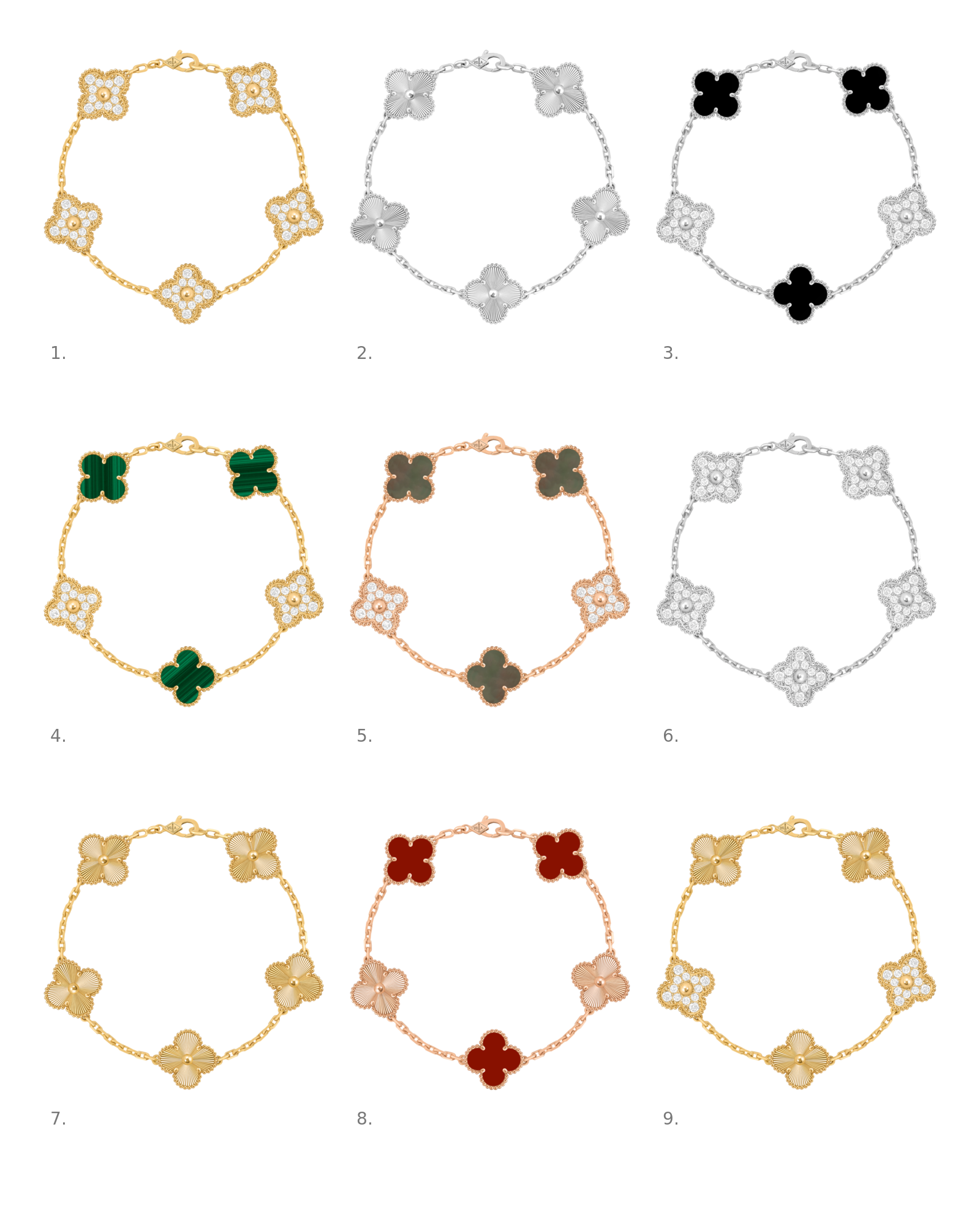 Brazalete 5 Motivos Vintage Alhambra Diamantes - Van Cleef