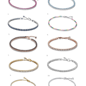 brazalete tenis color Pandora tono oro rosa