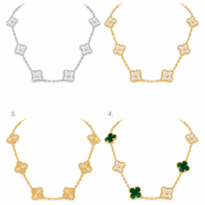 Collar 5 Motivos Vintage Alhambra Diamantes - Van Cleef