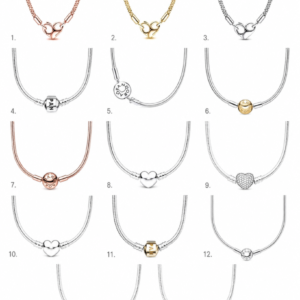 Collar Moments Pandora con broche de corazón, infinito y cuentas en plateado y dorado