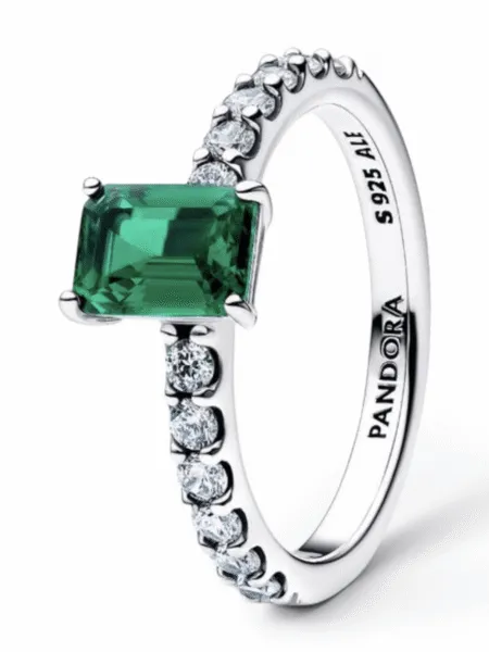 Anillo Pandora Rectangular Verde