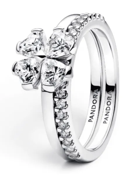 Anillo Pandora Trébol Plateado