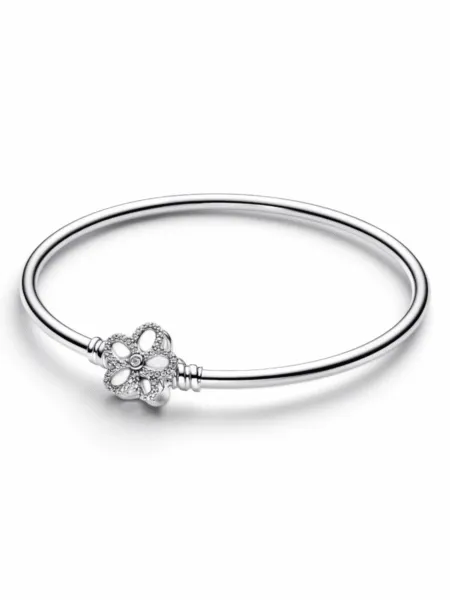 Brazalete Pandora Flor Plateado