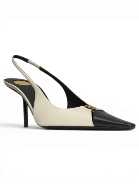 Zapatos Saint Laurent Tacón Babylone Blanco y Negro