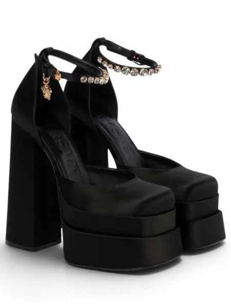 Zapatos Versace Tacón Medusa Aevitas Satén Negro