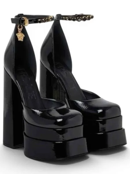 Zapatos Versace Tacón Medusa Aevitas Charol Negro