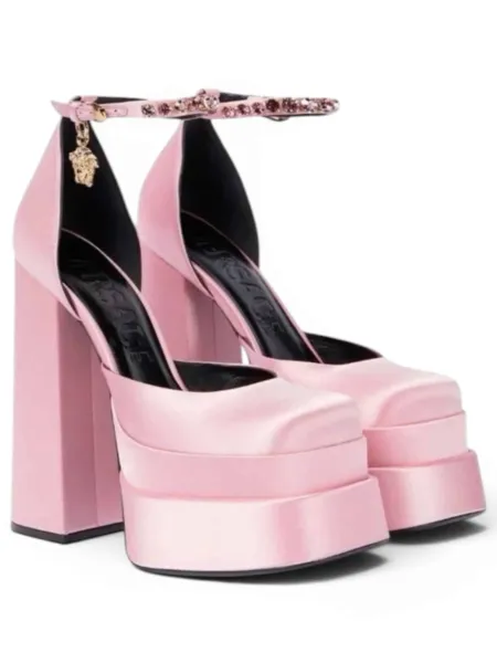Zapatos Versace Tacón Medusa Aevitas Satén Rosado