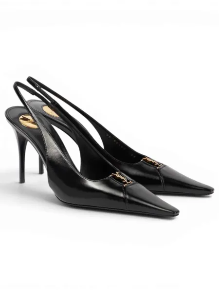 Zapatos Saint Laurent Tacón Babylone Negro Slingback