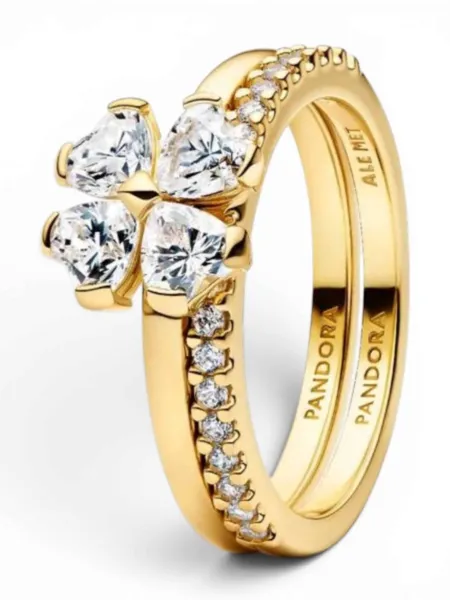 Anillo Pandora Trébol Dorado
