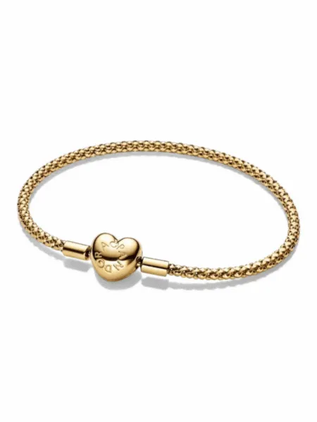 Brazalete Pandora Cierre Corazón Dorado