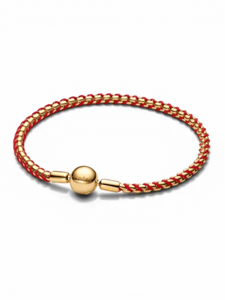 Brazalete Pandora Cordón Trenzado Rojo