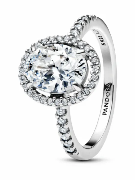 Anillo Pandora Halo Ovalado