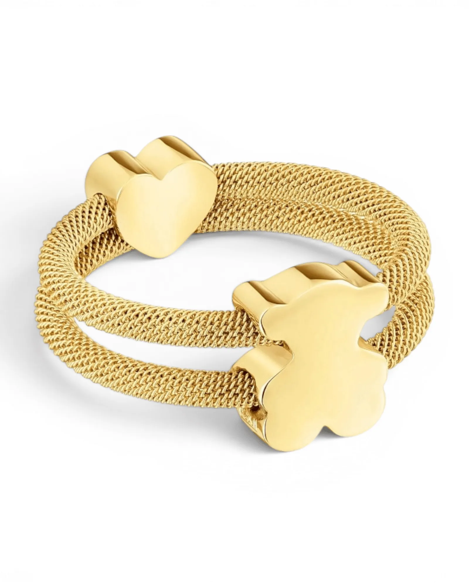 Anillo Tous Doble Icon Mesh Dorado