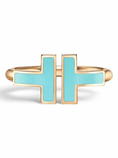 Anillo Tiffany & Co. T Wire Dorado Celeste