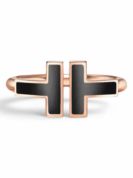 Anillo Tiffany & Co. T Wire Rosegold Negro