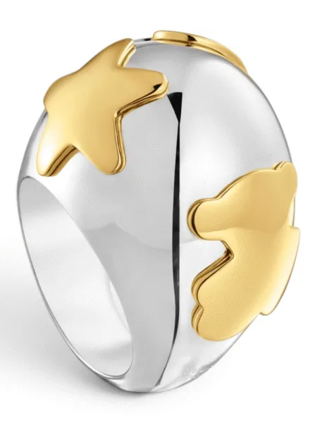 Anillo Tous Ancho Bicolor Abombado