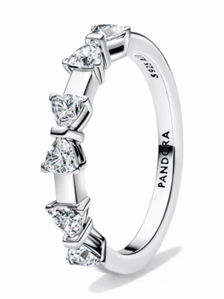 Anillo Pandora Fila Corazones